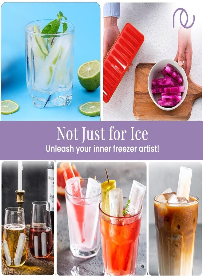 أدوات فرنسية قالب مكعبات ثلج متعدد الاستخدامات من فرينشوير، عبوة من قطعة واحدة، مصنوع من السيليكون، أشكال مستطيلة صغيرة، قالب ذو 10 تجاويف للفريزر، الكوكتيل، الويسكي، القهوة، عصير الفاكهة (10 × 26 × 2 سم، أحمر) - Image 5